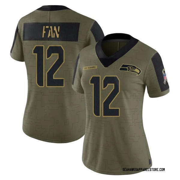 Women's 12th Fan Seattle Seahawks Limited Olive 2021 Salute To Service Jersey