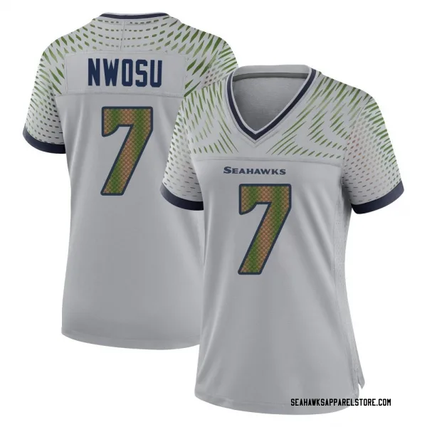 Women's Uchenna Nwosu Seattle Seahawks Game Gray Wolf 2025 Rivalries Collection Jersey